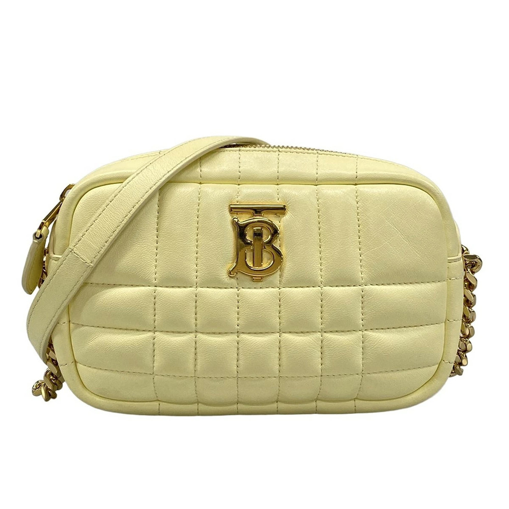 BURBERRY Laura Shoulder Bag Chain Ivory White Leather